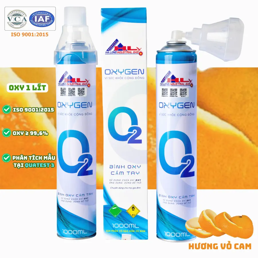 Bình Khí Oxy 1 Lít | Hương Cam